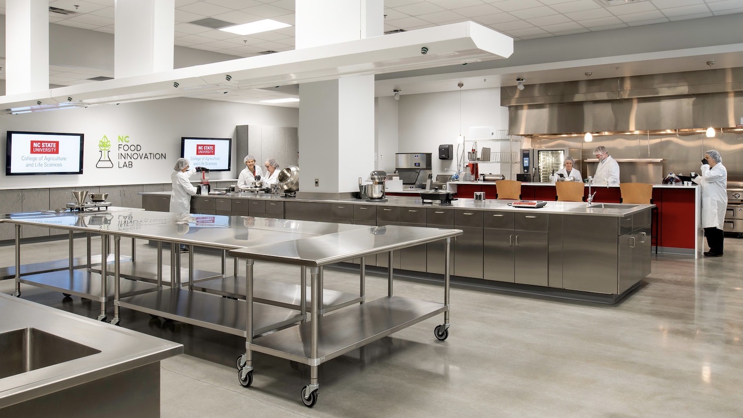NCFIL Test Kitchen including silver tables and equipment